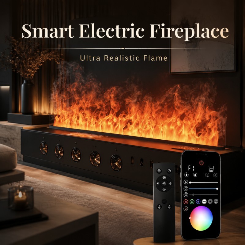 Smart Home Simulation - Minimalist Wall Fireplace Luxury Smart Fireplace